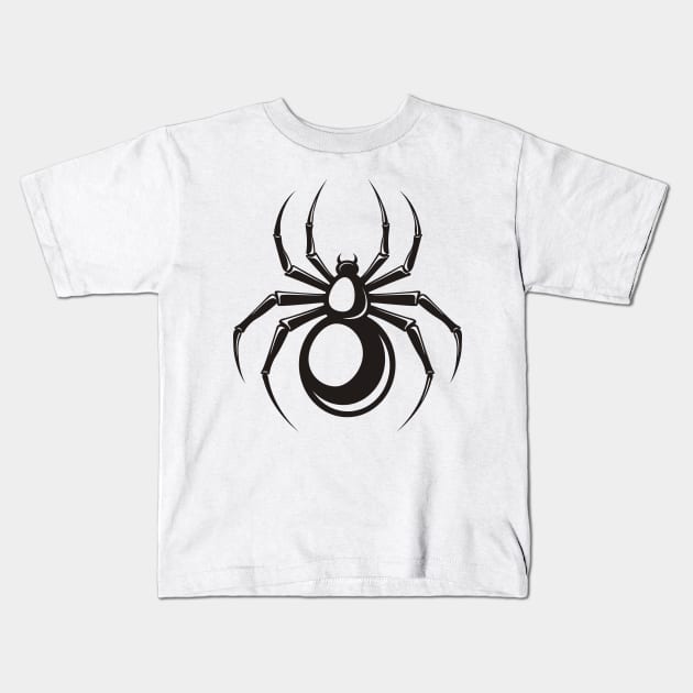 spider black Kids T-Shirt by mkstore2020